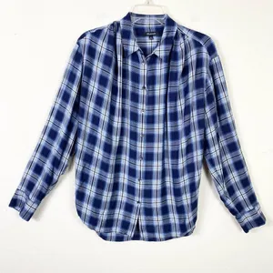 Madewell Central Lansford Navy Blue & White Plaid Long Sleeve Button Up Shirt M thumbnail 1
