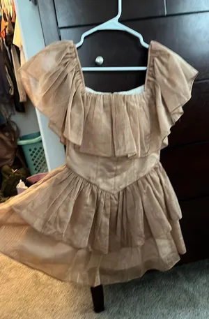 Sunkissed Gold/tan ruffle romper thumbnail 3