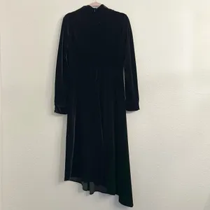 Soft Surroundings Saorise Velvet‎ Dress 4 High Neck Asymmetric Evening Wedding thumbnail 8