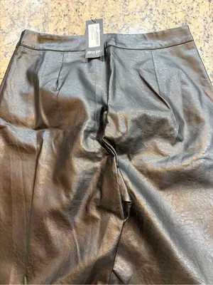 Nasty Gal Black Wide-Leg Faux Leather Pants thumbnail 9