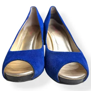 Lilly Pulitzer Womens Resort‎ Wedge Chic Heels Blue 8.5M Peep Toe Suede Preppy thumbnail 7