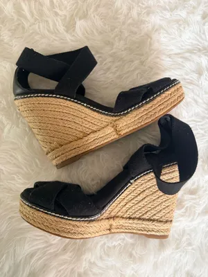 Tory Burch Adonis Elastic High Wedge Espadrilles in Black thumbnail 5