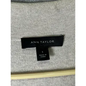 Ann Taylor Long Duster Jacket Small Cotton Blend Neutral Minimalist Lightweight thumbnail 5