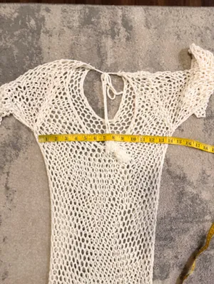 Women's Cream Crochet Beach Cover-Up Dress thumbnail 4