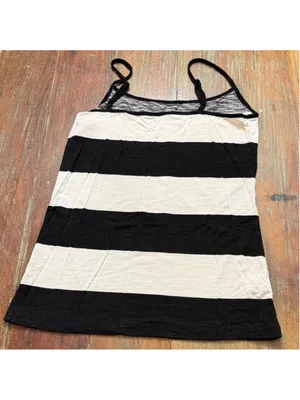 Loft Black and White Striped Tank Top Medium thumbnail 10