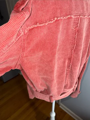 POL Coral Pink Corduroy Belted Moto Jacket thumbnail 8