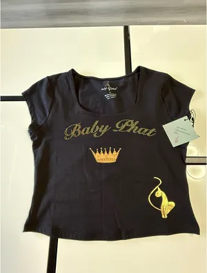 Baby Phat Black & Gold Graphic Tee - Y2K Vintage Style - Size L (NWT) thumbnail 2