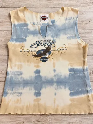 Vintage 2005 Harley Davidson Sturgis Black Hills Rally Tie Dye Tank Top Small thumbnail 1