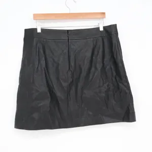 J.Crew Skirt Womens 16 A-Line Mini Black Faux Leather Back Zip Excellent thumbnail 4