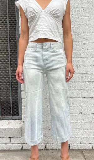 Free People DL1961 Lily Wide Leg striped trouser pants size 14 girls / women’s waist 24 in thumbnail 2