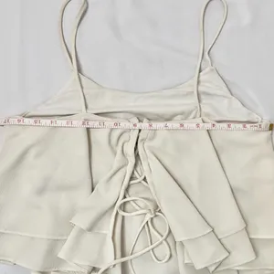 Free People Tropical Wave Cream Lace Back Crop Tank Top - M thumbnail 6