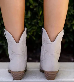 Soda Taupe Embroidered Ankle Cowboy Boots thumbnail 2