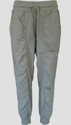 Lululemon Beyond the Studio Jogger Sage Green Pinstripe Ruched Pants Womens SZ 6 thumbnail 1