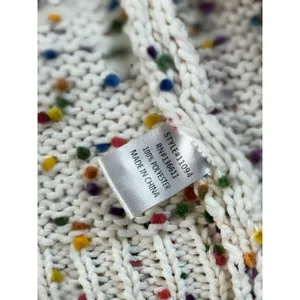 P.S. Kate Confetti Pom Pom Open Front Cardigan Cream Multi Knit Sweater M/L thumbnail 6