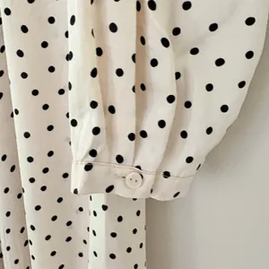 Zara Dress Cream Black Polka Dot Midi Long Sleeve Empire Waist Oversized Size S thumbnail 7