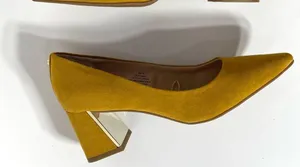 Jones New York Mustard Vegan Suede Chunky Metallic Heel Pumps Size 6 thumbnail 7