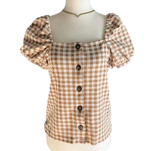 Madewell Gingham Jacquard Square-Neck Puff-Sleeve Top thumbnail 2