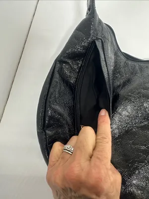 Pinky Black Leather Hobo Bag with Gold Hardware thumbnail 4