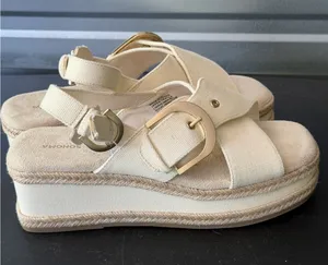 Sonoma Good for Life Gold Buckle Women 9‎ Platform Canvas Sandals U thumbnail 1