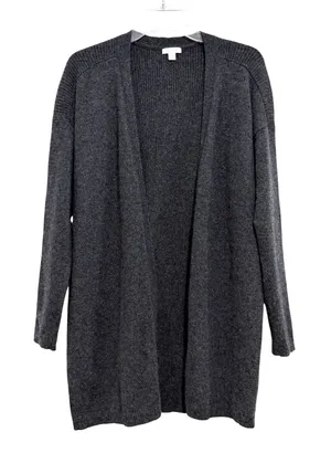 J.Jill Cashmere Cardigan Sweater Womens Small Charcoal Gray Open Front Longline thumbnail 1