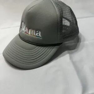 Snap-Back Mama Adjustable Baseball Cap Gray Embroidered Trucker Hat Womens thumbnail 2