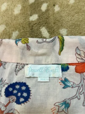 Powell Craft Floral Cotton Pajama Top M/L Pink Botanical Short Sleeve Button Up thumbnail 6
