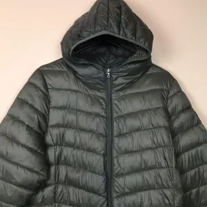Harvey & Jones Women's Olive Green Nylon Long Line Hooded Puffer Coat thumbnail 2