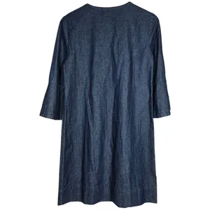 Draper James Chambray‎ Denim Dress Ruffle Front Button Neck 3/4 Sleeve Size 4 thumbnail 2