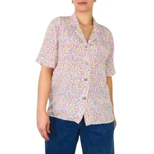 Josephine 80s Vintage Rainbow Polka Dot Button Down Collared Blouse Medium White thumbnail 5