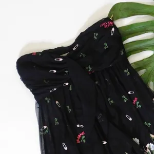 PATRIZIA PEPE Embroidered Tulle Top Strapless Floral Punk Size 40 US 4 thumbnail 4