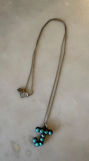 “J” Turquoise Necklace Blue thumbnail 1