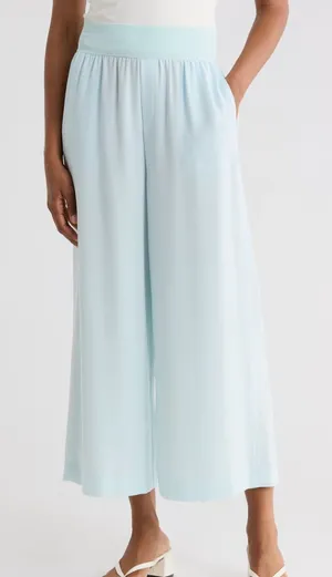 NWT Theory Pants Women's Size 6 Pull On Crepe Soft Pastel Blue Flowy thumbnail 1