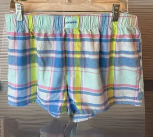 Adorable Plaid Cotton Pastel Pajama Shorts Women’s Large thumbnail 1