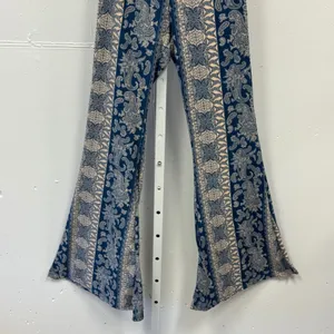 Windsor Blue Paisley Flare Bell Bottom Boho Pants High Rise Stretchy Festival thumbnail 4