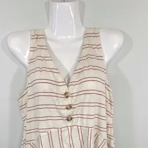 Maeve Anthropologie Ivory Red Striped Handkerchief Hem Tank Top Women Medium thumbnail 2