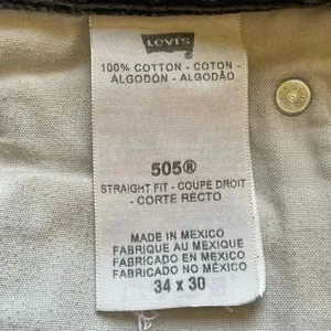 Levi Strauss #505 Black Cotton Straight Fit Men’s Denim Jeans SZ 34 # 1339 thumbnail 9