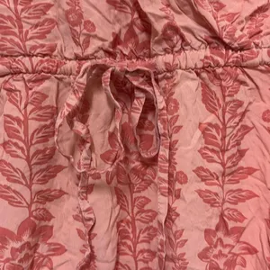 Time and Tru XL Orange Floral Print Deep V Elastic‎ Tie Waist Mini Dress Pockets thumbnail 5