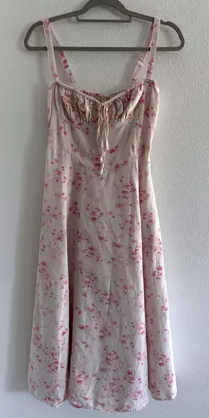 Sim & Sam Midi Dress Womens Medium Floral Sweetheart Preppy‎ Coquette Milkmaid thumbnail 1