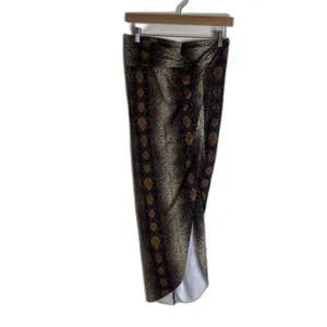 Skims coverup Skirt Womens Small Brown Snake Print Wrap High Waist Midi‎ Stretch thumbnail 3