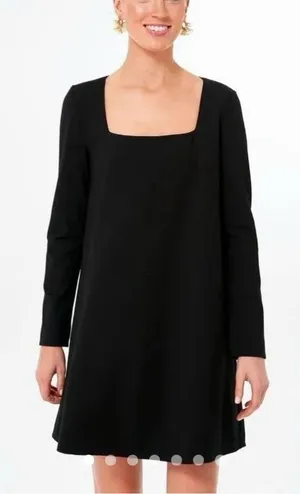 Tuckernuck Black Long-Sleeve Square Neck A-Line Dress thumbnail 1