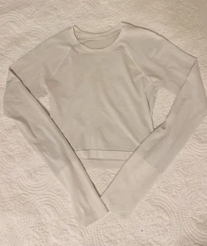 white lululemon swiftly tech long sleeve cropped thumbnail 1