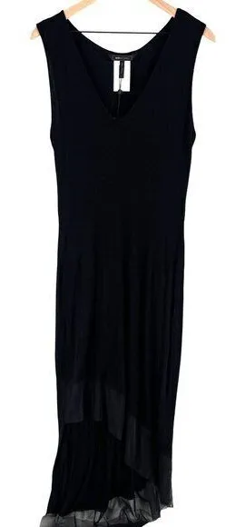 BCBGMAXAZRIA Alisanne Size L Black Sleeveless Asymmetrical‎ Hem Dress Whimsygoth thumbnail 1