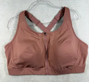 Duluth Trading Co Front Zip Sports Bra 24W Mauve High Impact Adjustable Straps thumbnail 1