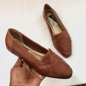 Mootsies Tootsies Vintage Brown genuine leather woven braided loafers flats almond toe preppy retro academia office siren core-Size 6 thumbnail 1