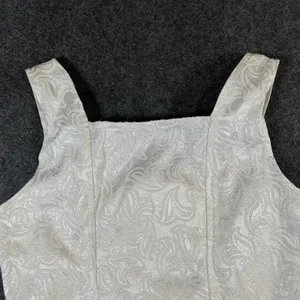 Just The Girls Ivory Jacquard Corset Top Lace Up Damask Sleeveless Bodice Large thumbnail 11