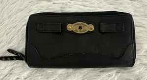 Lucky Brand black leather zip-around wallet with a gold‎ plate detail thumbnail 1