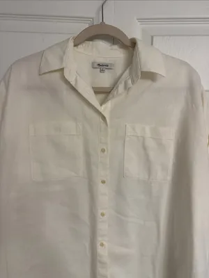 Madewell Off White Short-Sleeve Button-Down Shirt Size Small thumbnail 7