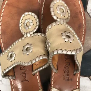 Jack Rogers Hamptons Leather‎ Sandal In Beige Tan thumbnail 7