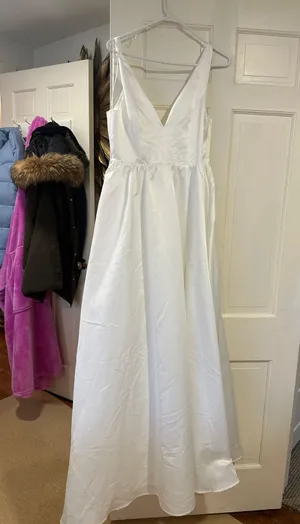 Ivory Backless A-Line Bow Maxi Dress Wedding/Graduation thumbnail 3