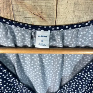Old Navy Navy Blue Polka Dot Rayon Fit & Flare V-Neck Elastic Waist Dress Medium thumbnail 5
